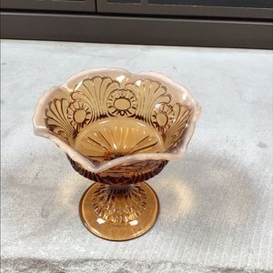 Amber crystal pedestal dish